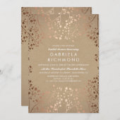 バラ金ゴールドベビーズブレスフローラブライダルシャワー 招待状 (正面/裏面)