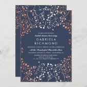 バラ金ゴールドベビーズブレスフローラブライダルシャワー 招待状 (正面/裏面)