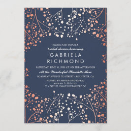 バラ金ゴールドベビーズブレスフローラブライダルシャワー 招待状