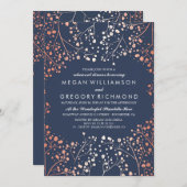 バラ金ゴールドベビーズブレスフローラリハーサルディナー 招待状 (正面/裏面)