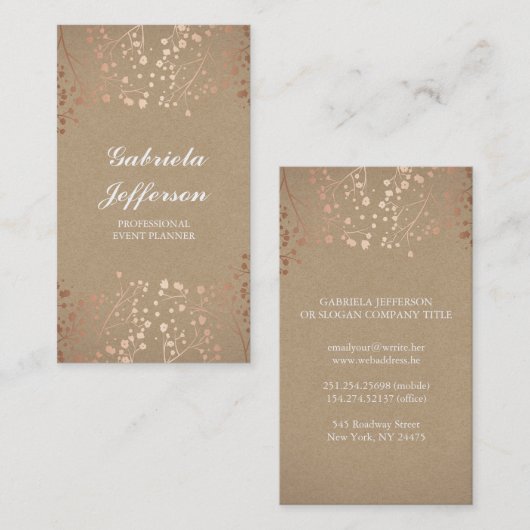 バラ金ゴールドベビーズブレスフローラヴィンテージ 名刺 (正面/裏面)