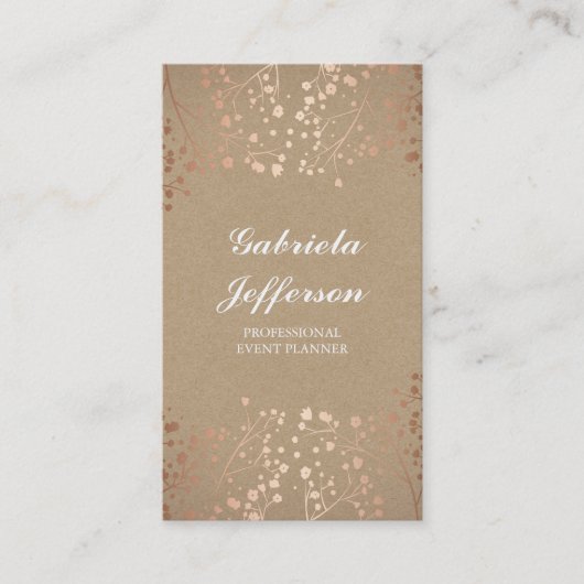 バラ金ゴールドベビーズブレスフローラヴィンテージ 名刺 (正面)