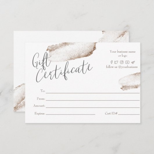 バラ金ゴールドベージュビジネスギフト証明書カード (正面/裏面)