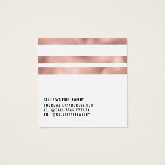 バラ金ゴールドホイストライプントのロゴのイヤリングディスプレイカード (裏面)