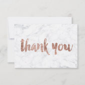 バラ金ゴールドホイルカスタム大理石感謝していユー結婚ズ サンキューカード (正面)