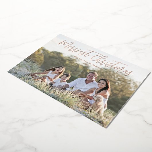 バラ金ゴールドホイルメリーメリークリスマスエレガント 箔シーズンカード (回転した状態)