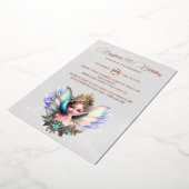 バラ金ゴールドホイル雪クイーンウィンターワンダーランド妖精 箔招待状 (回転した状態)