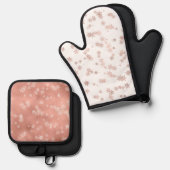 バラ金ゴールドホリデースノーフレークスツリークリスマス 鍋つかみ&鍋敷きセット (正面/裏面)