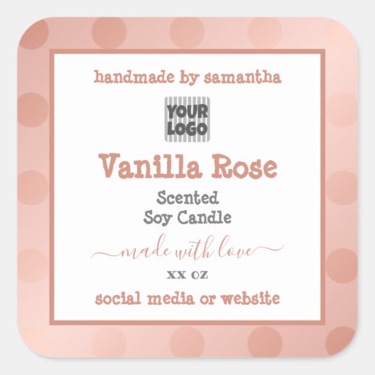 バラ金ゴールドホワイトとロゴ製品のパッケージラベル スクエアシール (正面)