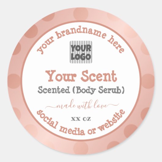 バラ金ゴールドホワイトとロゴ製品のパッケージラベル ラウンドシール (正面)