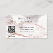 バラ金ゴールドホワイトアゲート大理石QRコードロゴ 名刺 (裏面)