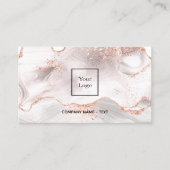 バラ金ゴールドホワイトアゲート大理石QRコードロゴ 名刺 (正面)