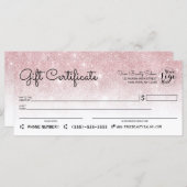 バラ金ゴールドホワイトグリッターチェックギフト証明書 (正面/裏面)