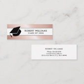 バラ金ゴールドホワイトシックなグラッドキャップ卒業インサート スキニー名刺 (正面/裏面)