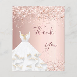 バラ金ゴールドホワイトドレスサンキューカード
