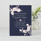 バラ金ゴールドホワイトフラワーフレームブライダルシャワー 招待状 (スタンド正面)