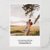 バラ金ゴールドホワイトフローラモノグラム結婚写真ズフォイ 箔招待状 (裏面)