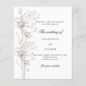 バラ金ゴールドホワイトフローラ予算結婚式招待状 チラシ (正面)