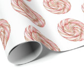 バラ金ゴールドホワイトペパーミントクリスマス ラッピングペーパー (ロールコーナー)