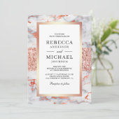 バラ金ゴールドホワイトマーブルオールインワンQRコード結婚ズ 招待状 (スタンド正面)