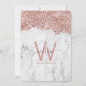 バラ金ゴールドホワイトマーブルグリッター任意の年誕生日 招待状 (裏面)