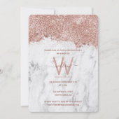 バラ金ゴールドホワイトマーブルグリッター任意の年誕生日 招待状 (正面)