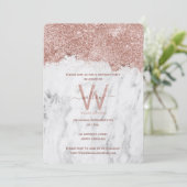 バラ金ゴールドホワイトマーブルグリッター任意の年誕生日 招待状 (スタンド正面)