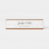 バラ金ゴールドホワイトマーブルシモダンックテンプレート デスクネームプレート (正面)