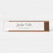 バラ金ゴールドホワイトマーブルシモダンックテンプレート デスクネームプレート (正面)