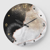 バラ金ゴールドホワイトマーブルスターダスト ラージ壁時計 (正面)