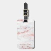 バラ金ゴールドホワイトマーブルパーソナライズされた名 ラゲッジタグ (正面縦)