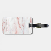 バラ金ゴールドホワイトマーブルパーソナライズされた名 ラゲッジタグ (裏面横)