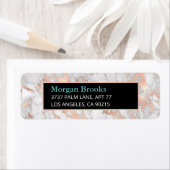 バラ金ゴールドホワイトマーブルブラック&ティール（緑がかった色） ラベル (インサイチュ)