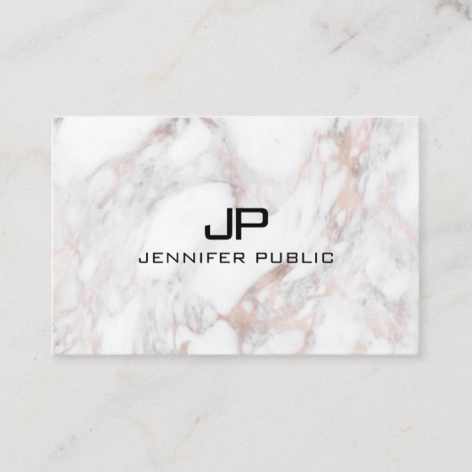 バラ金ゴールドホワイトマーブルモノグラモダンムエレガント 名刺 (正面)