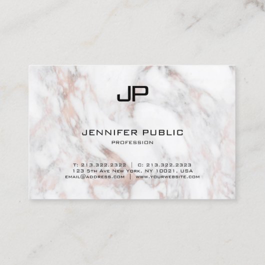 バラ金ゴールドホワイトマーブルモノグラモダンムエレガント 名刺 (裏面)