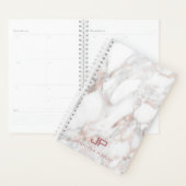 バラ金ゴールドホワイトマーブルモノグラモダンム プランナー手帳 (ディスプレー)