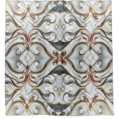 バラ金ゴールドホワイトマーブルラグジュアリーグラム シャワーカーテン (正面)