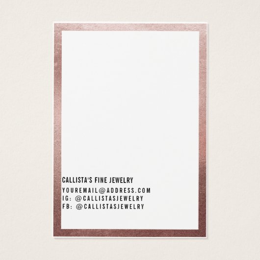 バラ金ゴールドホワイトロゴ多重イヤリングディスプレイカード (裏面)