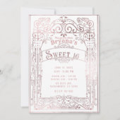 バラ金ゴールドホワイトヴィンテージビクトリアンデコスウィート16 招待状 (正面)