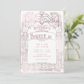 バラ金ゴールドホワイトヴィンテージビクトリアンデコスウィート16 招待状 (スタンド正面)