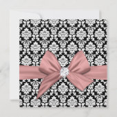 バラ金ゴールドボウブラックダマスク50誕生日写真 招待状 (裏面)