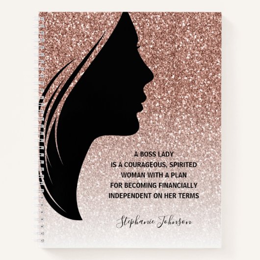 バラ金ゴールドボスレディやる気を起こさせる引用文あなたの名前 ノートブック (正面)