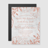 バラ金ゴールドボタニカルフローラグレイ結婚式招待状 マグネット招待状 (正面/裏面)