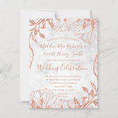 バラ金ゴールドボタニカルフローラグレイ結婚式招待状 マグネット招待状 (正面)