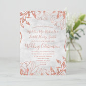 バラ金ゴールドボタニカルフローラグレイ結婚式招待状 招待状 (スタンド正面)