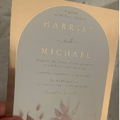 バラ金ゴールドボホアーチ赤面結婚フローラ 箔招待状