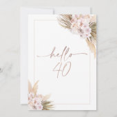 バラ金ゴールドボホドライフローラパンパス40歳の誕生日 招待状 (裏面)