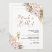 バラ金ゴールドボホドライフローラパンパブライダルシャワー 招待状 (正面/裏面)