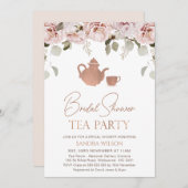 バラ金ゴールドボホフローラティーパーティーブライダルシャワー 招待状 (正面/裏面)