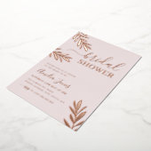 バラ金ゴールドボホリーフブライダルシャワー 箔招待状 (回転した状態)